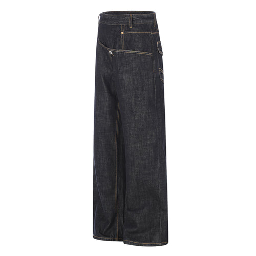 Asymmetric Fly Baggy Denim