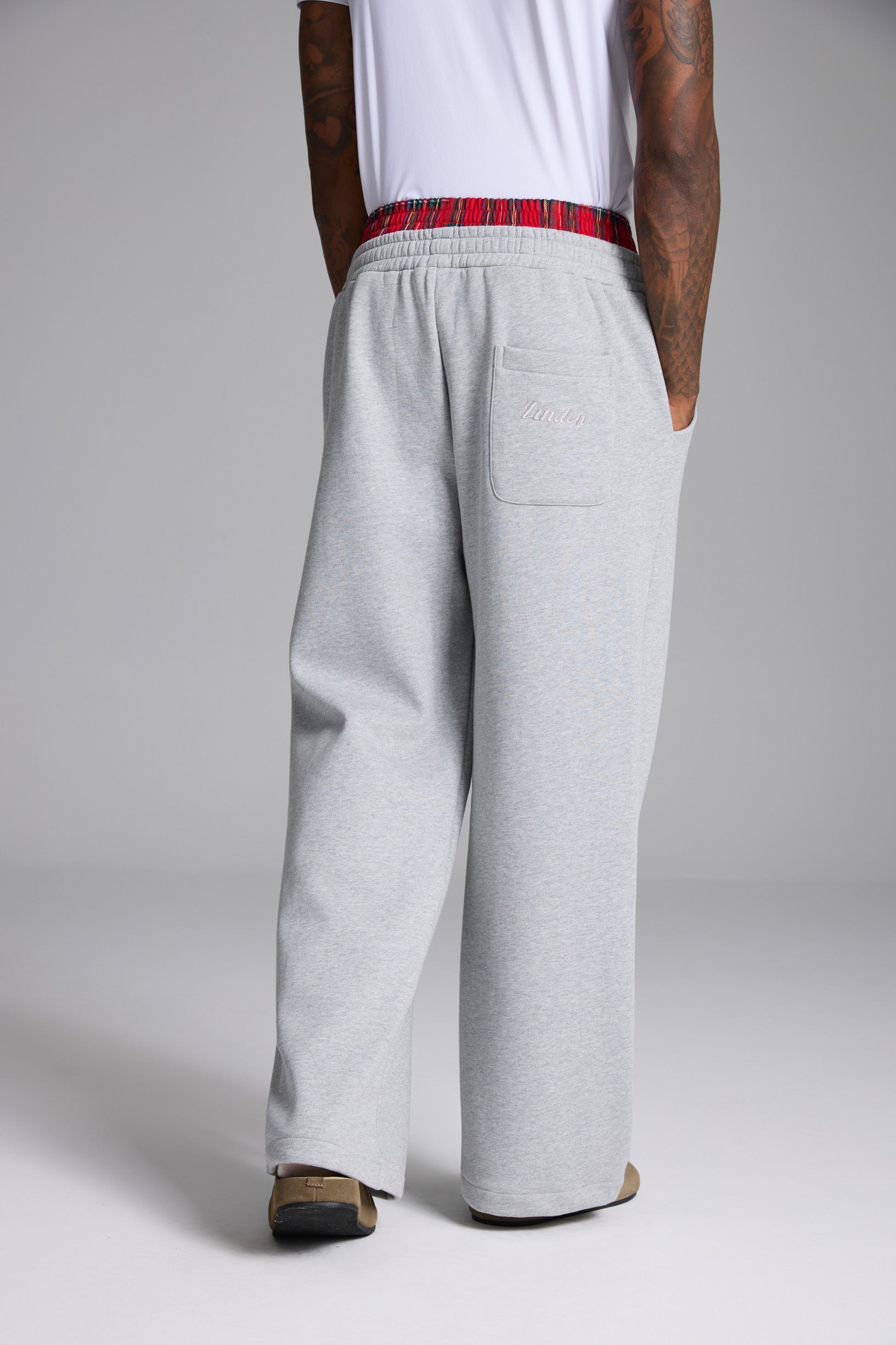 ギンガム ボクサースウェットパンツ グレー