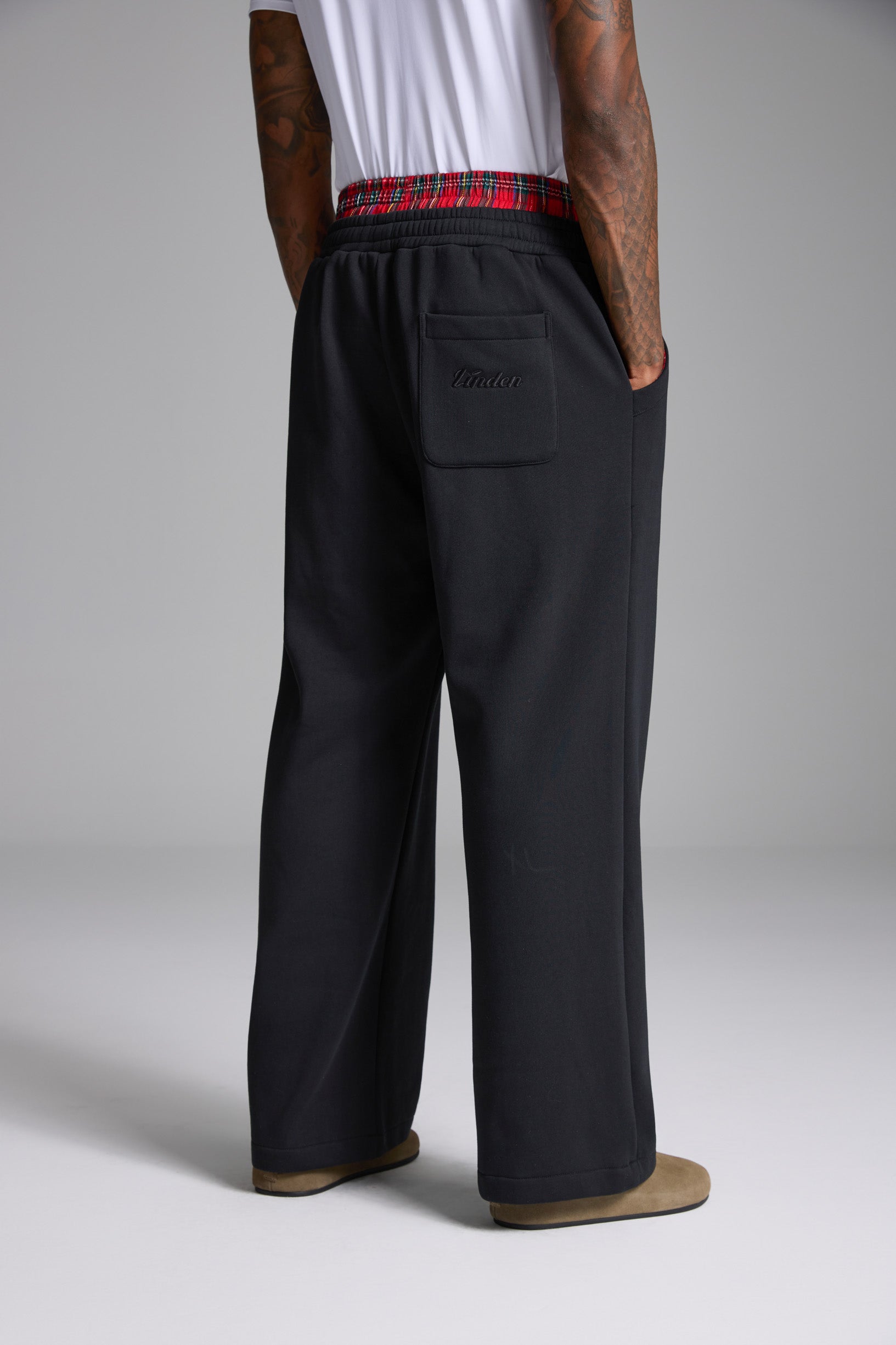 ギンガム ボクサースウェットパンツ ブラック