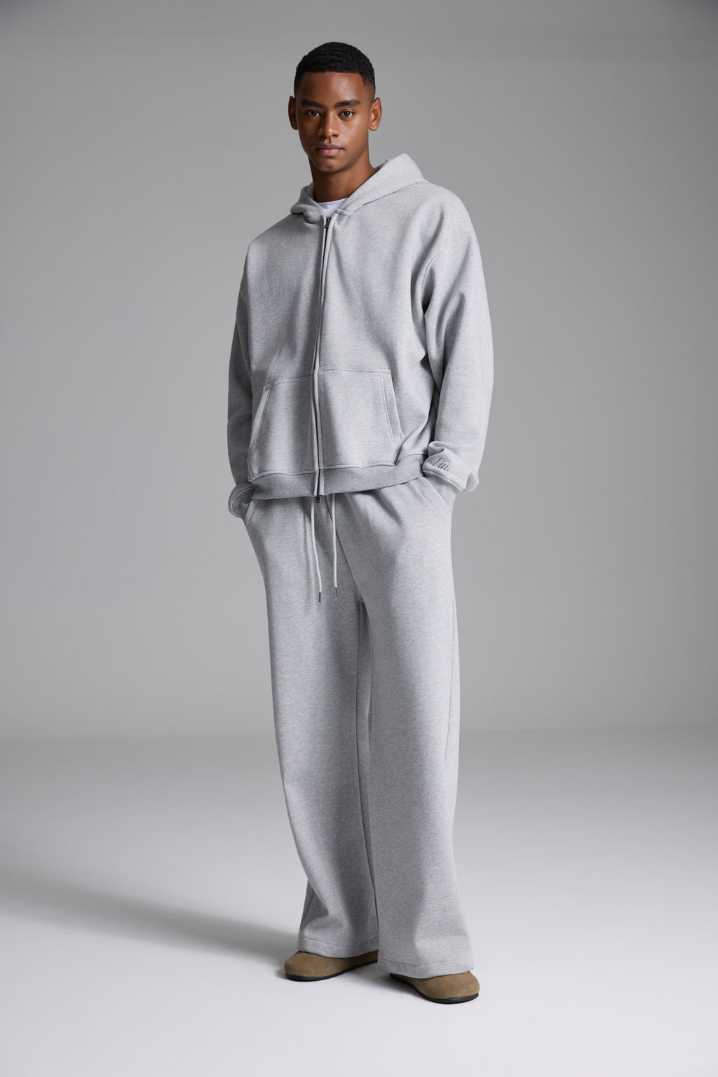 ギンガム ボクサースウェットパンツ グレー