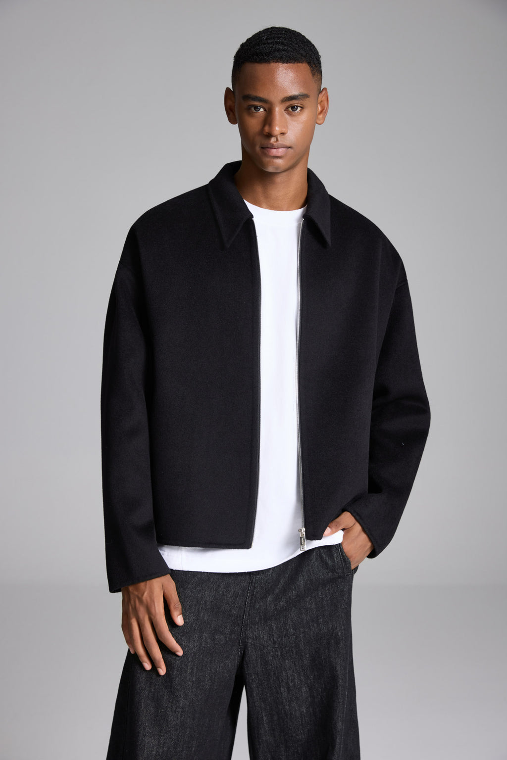 ハンドメイド ピュアウール ジャケット ブラック