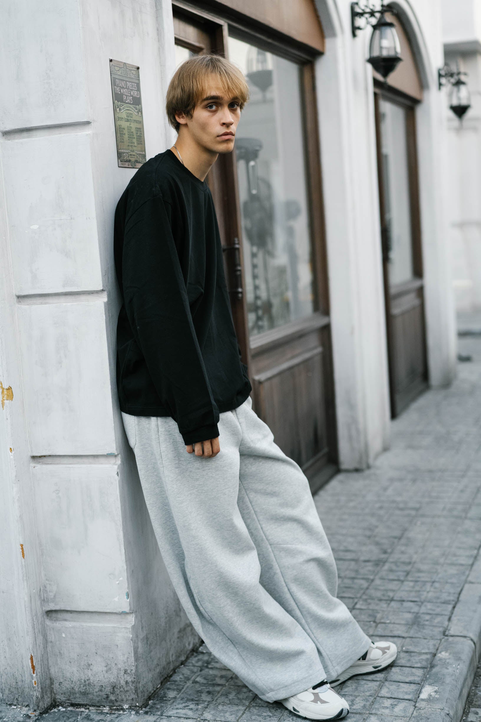 【裏パイル】LINDEN ストレートスウェットパンツ グレー